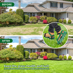 Side view of Ohuhu Lawn Aerator Shoes worn outdoors