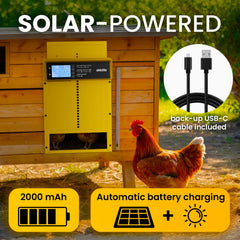 Side view of OKKÖBI Chicken Coop Door showing LCD display