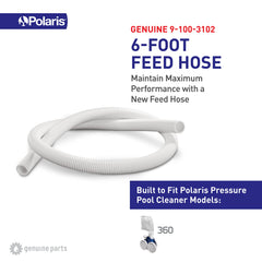 Side view of Polaris 6ft feed hose showcasing flexibility