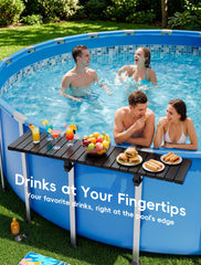 Side view of POOLHOUR Above Ground Pool Bar Table showing adjustable legs