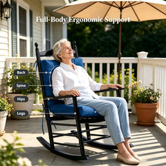 Side view of QILLOWAY royal blue outdoor chair cushion