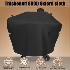 Side view of QuliMetal grill cover on Camp Chef DLX 24