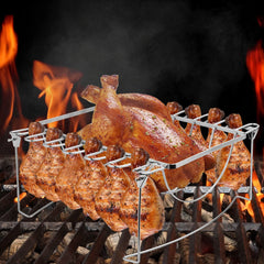 Side view of RTT 3-in-1 Rib Rack showcasing its stainless steel material