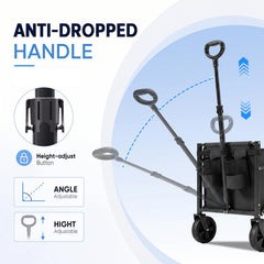 Side view of Sekey Collapsible Wagon with cup holders