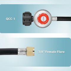 Side view of SHINESTAR Propane Regulator with attached 4-foot hose