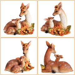 Side view of Smadeer deer statue with detailed sunflower and maple leaf accents