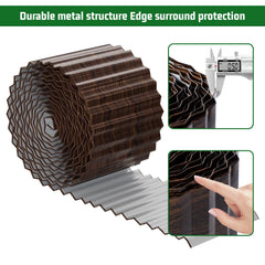 Side view of SnugNiture metal garden edging in brown