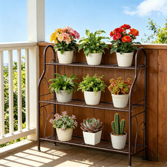 Side view of SORCEDAS 3 Tier Plant Stand showing three levels