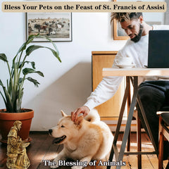 Side view of St. Francis statue with serene expression
