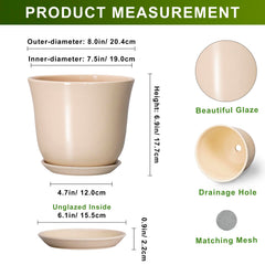 Side view of SUNPOTFOR 8 Inch Ceramic Planter