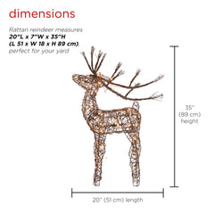 Side view of the Alpine Rattan Reindeer decoration