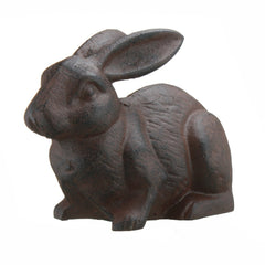 Side view of the cast iron rabbit figure measuring 5"H