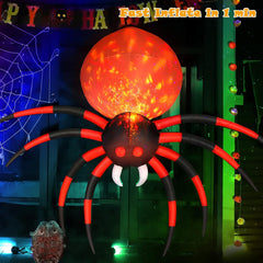 Side view of the FunFanso Halloween inflatable spider in yard