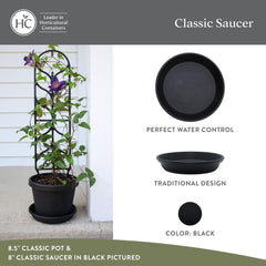 Side view of The HC Companies 10-inch black planter pot