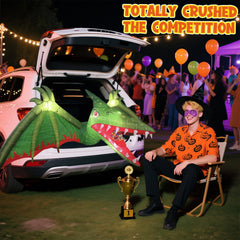 Side view of the inflatable Pterosaur car decoration with candy pocket
