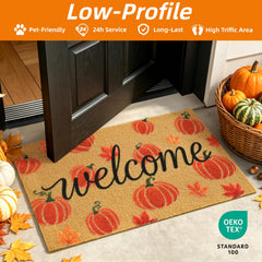 Side view of the ULTSOFE Fall Pumpkin mat highlighting low profile