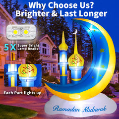 Side view of TwoBees inflatable moon and star decoration