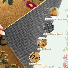 Side View of ULTSOFE Floral Front Door Mat