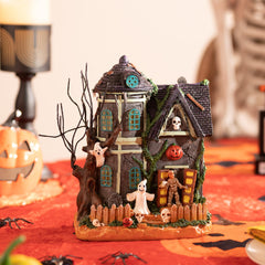Side view of Valery Madelyn Halloween Village House showing details