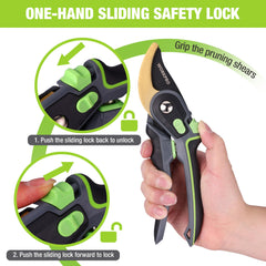 Side view of WORKPRO shears demonstrating adjustable handle span