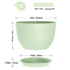 Side view of WSMKSZ 12 inch plant pot with drainage tray