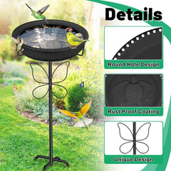 Side view of YOADEHOA Bird Bath standing in a garden