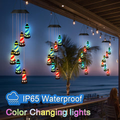 Side view of YY Gardenia Solar Lighthouse Wind Chimes