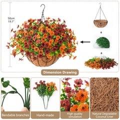 Side view of ZFProcess hanging flower basket showing coir material and metal chains