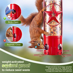 Side view of ZZOOEE bird feeder showing weight-activated feature