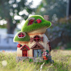 Side view showing the detailed craftsmanship of the mushroom statue