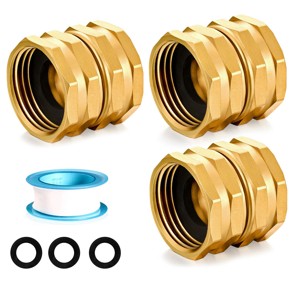 SIGURANTA Female to Female Brass Hose Adapter 3 Pack front view