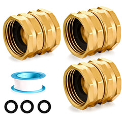 SIGURANTA Female to Female Brass Hose Adapter 3 Pack front view