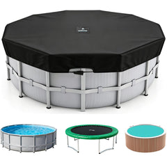 SIHAIAN 8Ft Round Pool Cover black front view