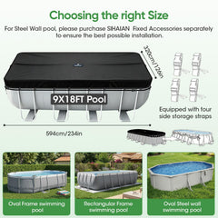 SIHAIAN pool cover showing built-in drainage system