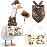 Silicherry Cowboy Goose Outfit Set including hat, bandana and sign