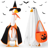 Silicherry Halloween Goose Outfit featuring ghost cape and witch hat