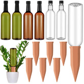 SiliFine 6 Sets Terracotta Watering Spikes with Bottles