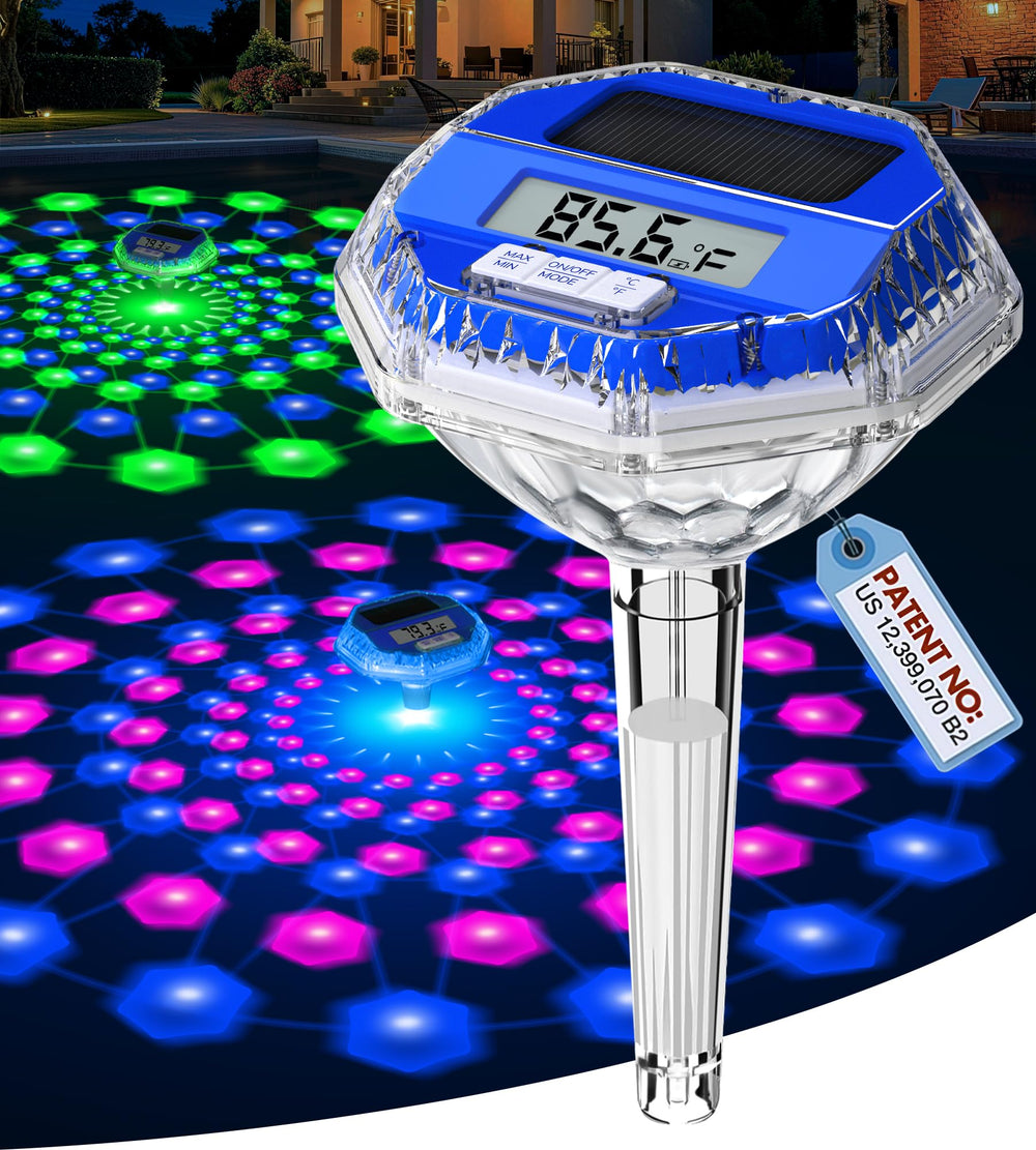 Sinbyuer Floating Solar Pool Thermometer with vibrant light show