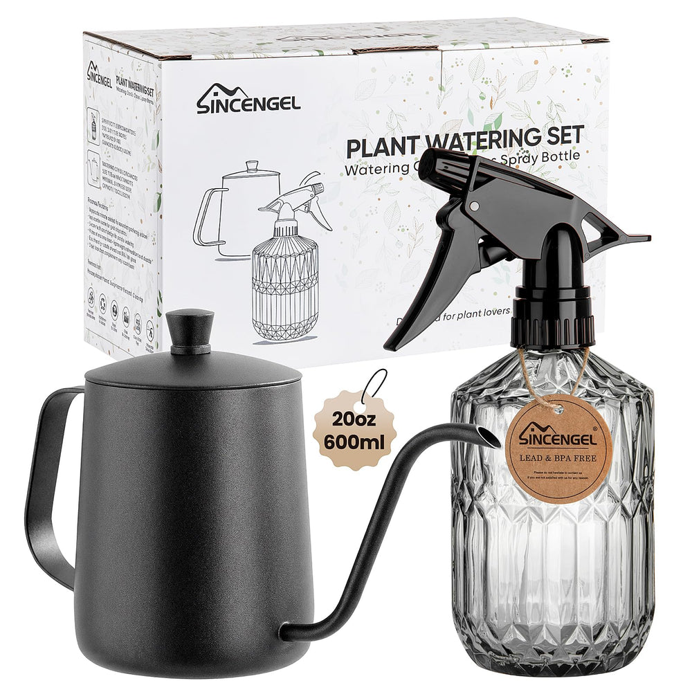 Sincengel black metal watering can front view