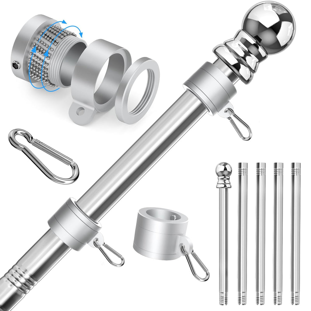 Sinyoeer 6FT stainless steel flag pole front view