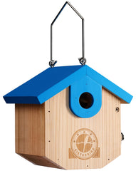 SISTERBIRD Wren Bird House in blue, front view