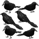 Sizonjoy 6 Pack Halloween Black Feathered Crows front view