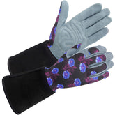 SKYDEER Women's Gardening Gloves front view in purple deerskin suede