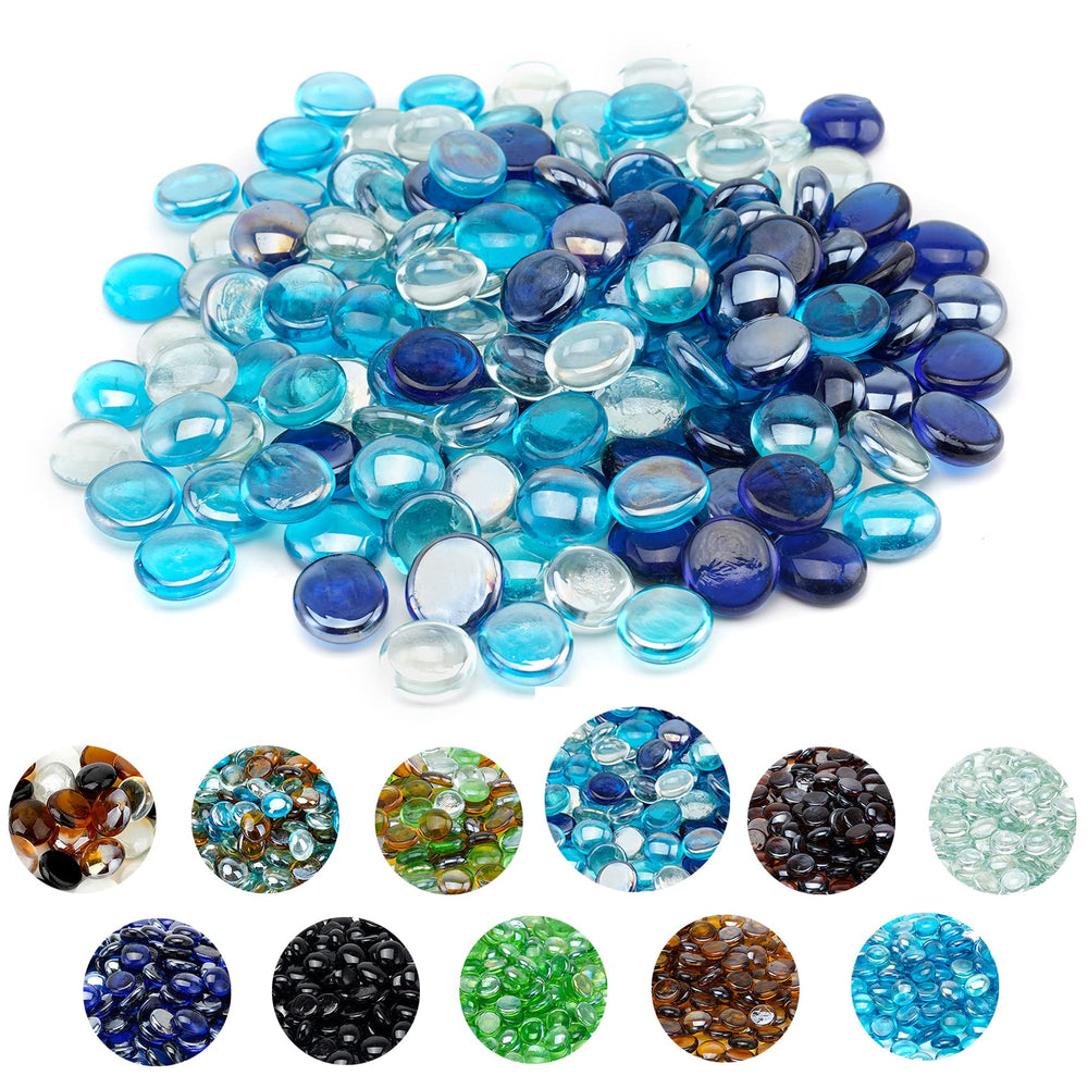 Skyflame 10-pound blended fire glass beads in cobalt blue and crystal ice