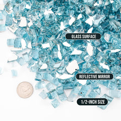 Skyflame Aqua Blue Fire Glass in a fire pit