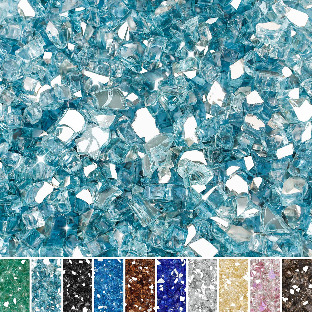 Skyflame Aqua Blue Fire Pit Glass, 10LB bag front view