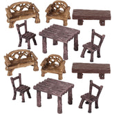 Skylety Miniature Garden Furniture Set with 2 tables and 4 chairs