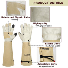 SLARMOR Gardening Gloves back view showing leather material