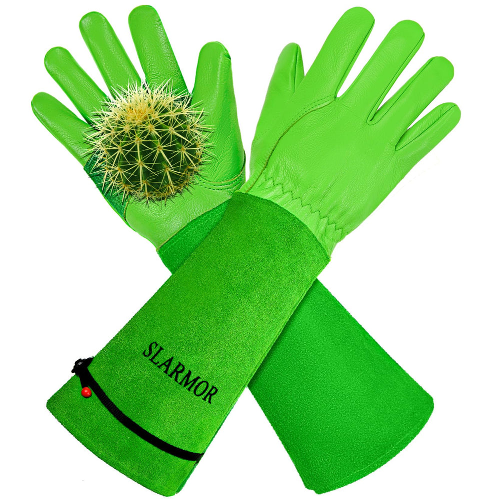 SLARMOR Gardening Gloves front view in emerald green
