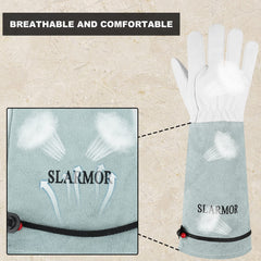 SLARMOR Long Gardening Gloves detail of cowhide leather material